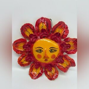 Sun Mexican Folk Art Hand-Painted Coconut Mask
